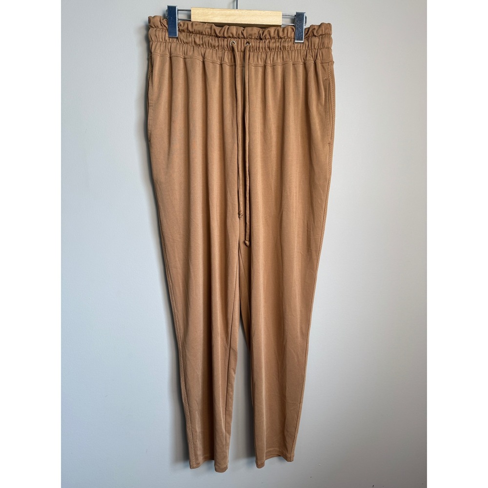 Fabletics Tan High Rise Jogger Pants Drawstring Waist Pockets Athleisure Boho M